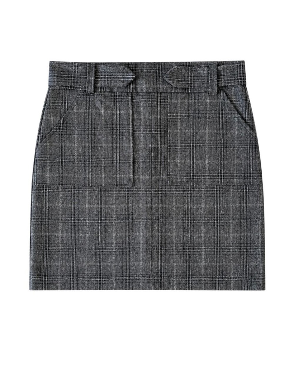 Tailored Gray Plaid Pencil Skirt - Women's